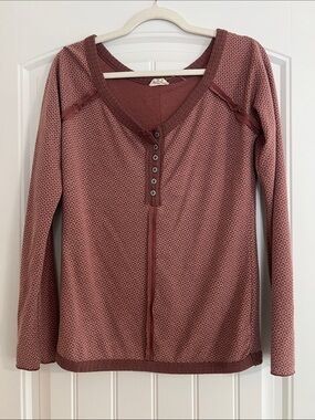 POL Womens Long Sleeve Henley Top in Mauve
